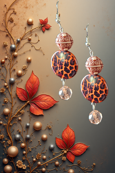 Wild Animal Look with Clay African Beads and Clear Glass Bead