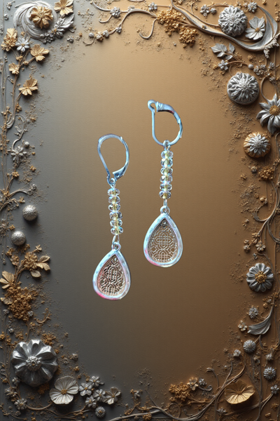 Drop Earrings with Sparkly Glass Beads with Silver and Gold