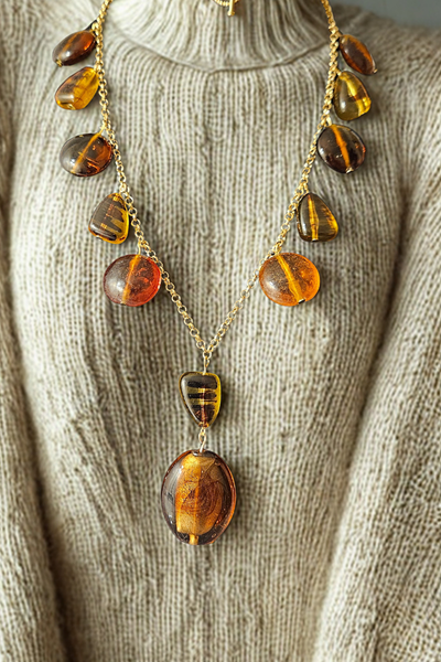Amber Colored Pendant Necklace