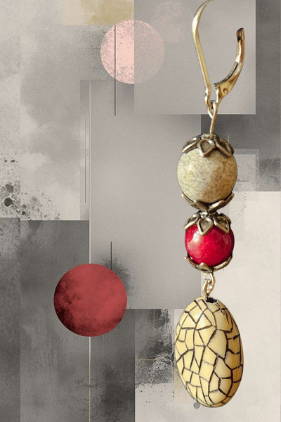 gray and burgundy drop earrings