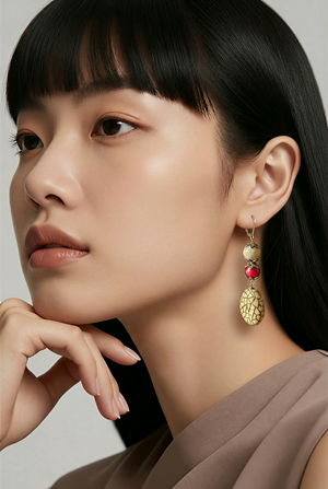 Gray and Burgundy Gemstone Earrings