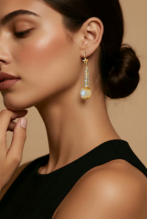 Sparkly Pearl Drop Earrings