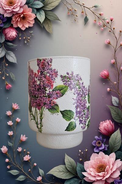 Springtime Lilac Decoupaged Vase