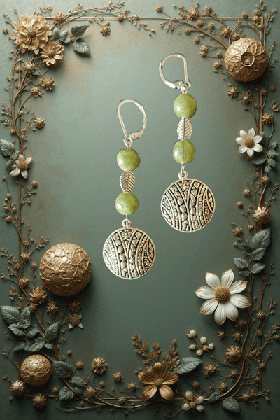 Sage Green Gemstone and Silver Earrings