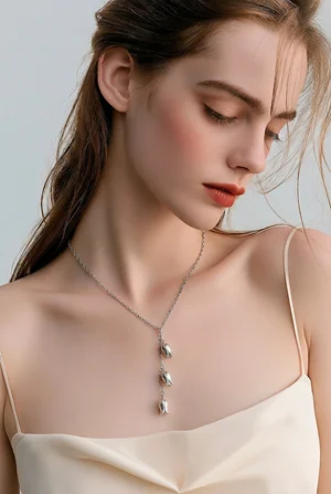 Amethyst Necklace w Silver Tulip and Rondelle Beads