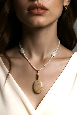 Pearls Pendant with Shell Beads & Wiring Wrapping