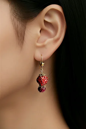Red and gold sparkly earrings for holidays or party